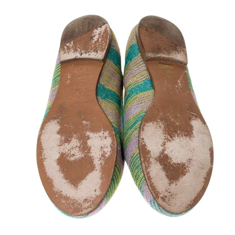 Pre Owned Missoni Multicolor Knit Fabric Ballet Flats Size 37