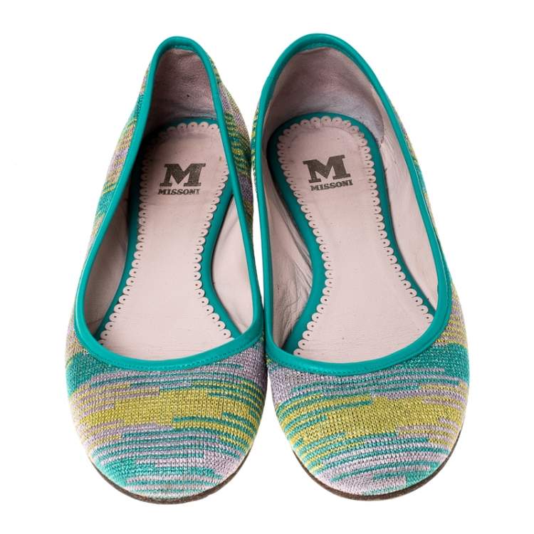 Pre Owned Missoni Multicolor Knit Fabric Ballet Flats Size 37