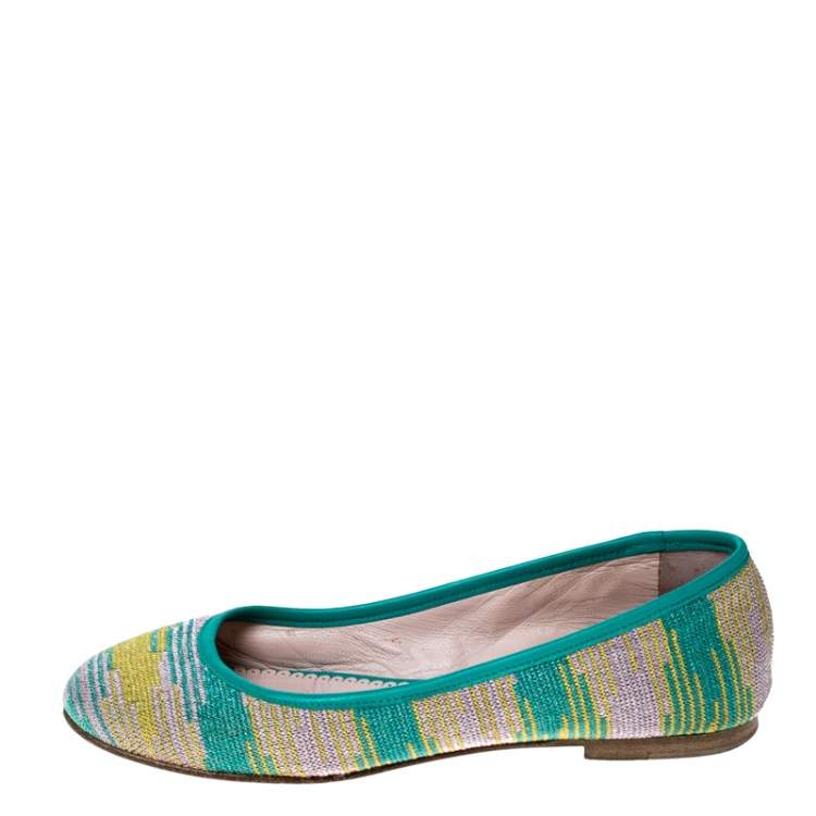 Pre Owned Missoni Multicolor Knit Fabric Ballet Flats Size 37