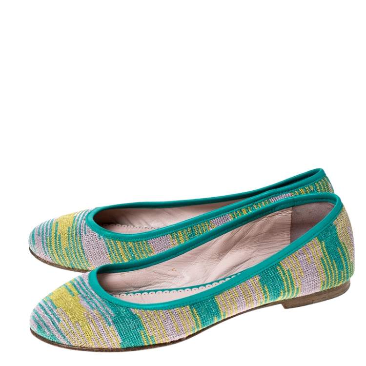 Pre Owned Missoni Multicolor Knit Fabric Ballet Flats Size 37