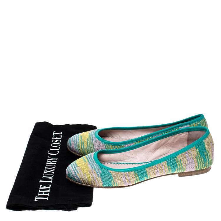 Pre Owned Missoni Multicolor Knit Fabric Ballet Flats Size 37