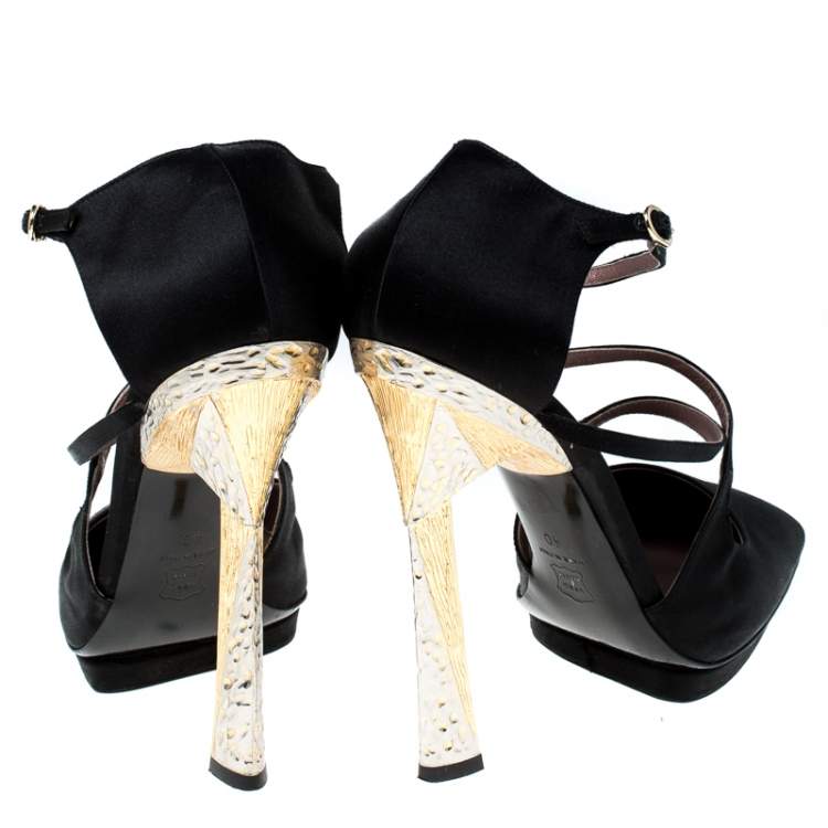 Pre Owned Missoni Black Satin Ankle Strap Sandals Size 40