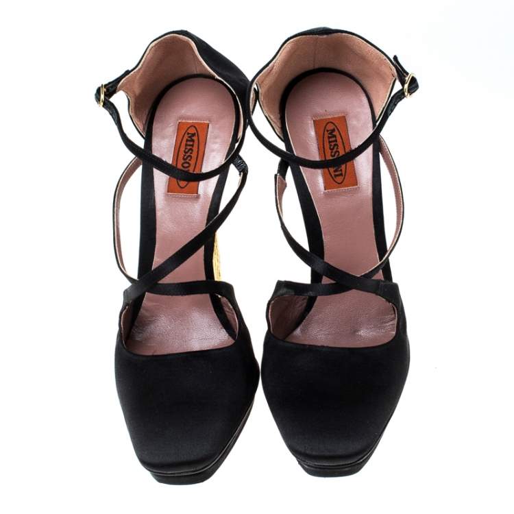 Pre Owned Missoni Black Satin Ankle Strap Sandals Size 40