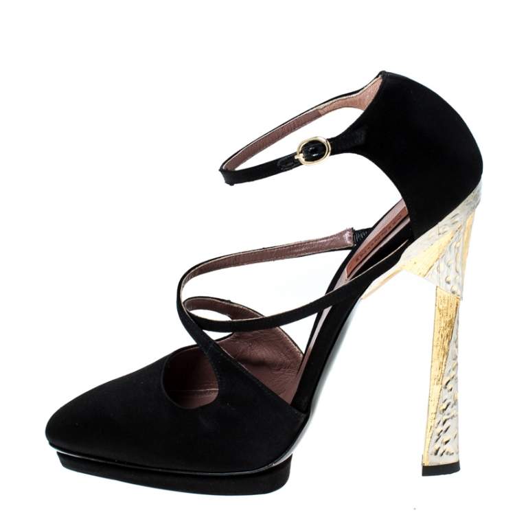 Pre Owned Missoni Black Satin Ankle Strap Sandals Size 40
