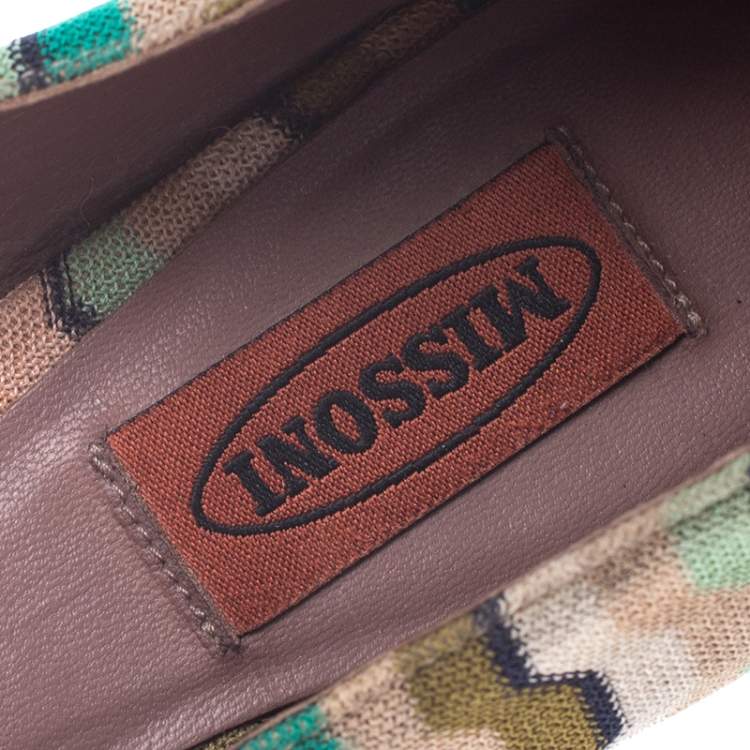 Pre Owned Missoni Multicolor Knitted Fabric Bow Ballet Flats Size 37