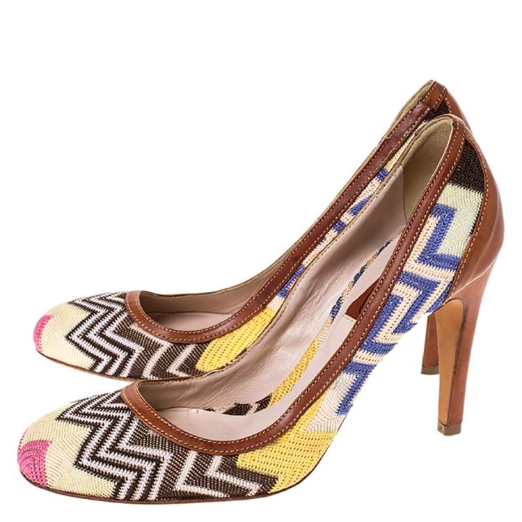 Pre Owned Missoni Multicolor Patterned Knit Fabric Pumps Size 38