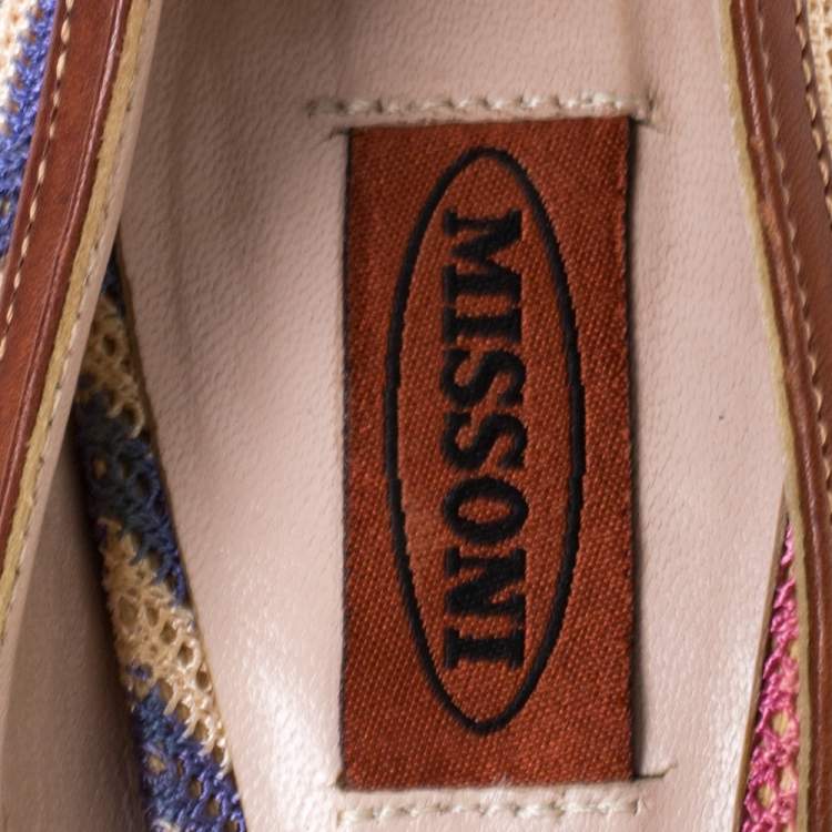 Pre Owned Missoni Multicolor Patterned Knit Fabric Pumps Size 38