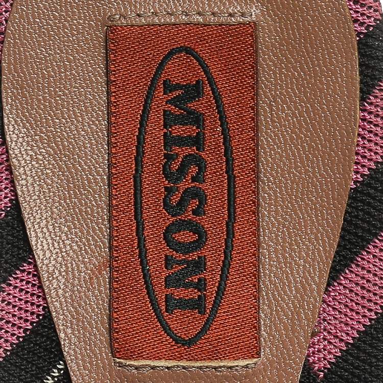 Pre Owned Missoni Multicolor Knit Fabric Open Toe Slip On Sandals Size 38