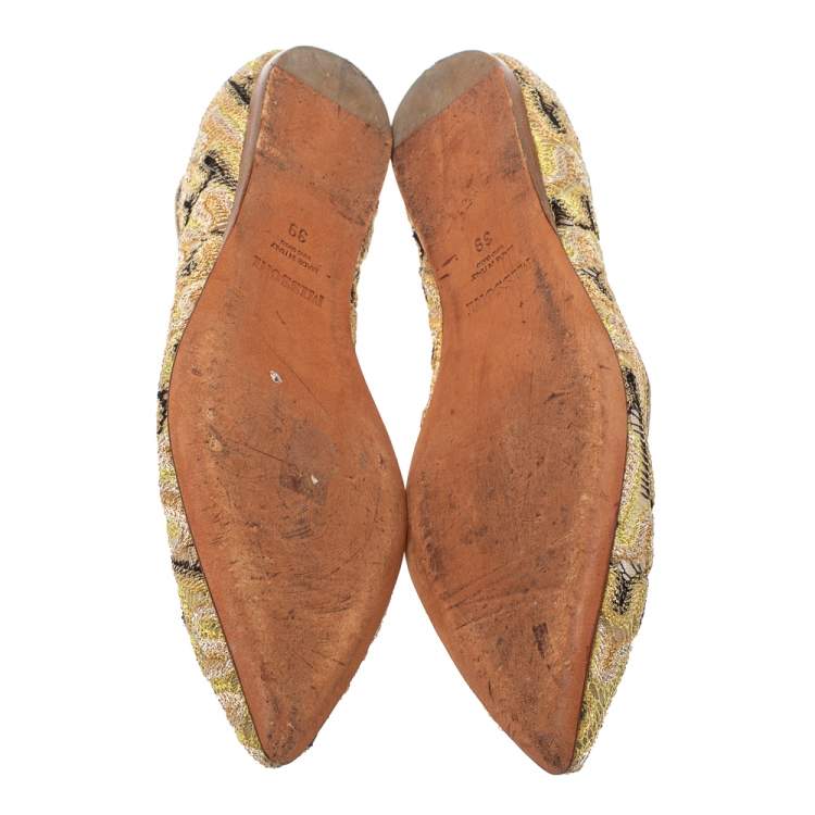 Pre Owned Missoni Metallic Multicolor Fabric Ballet Flats Size 39