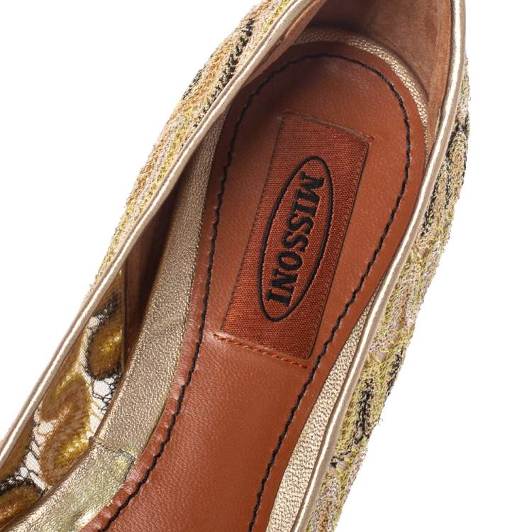 Pre Owned Missoni Metallic Multicolor Fabric Ballet Flats Size 39