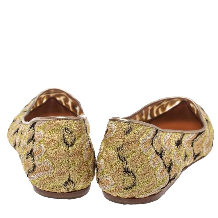 Pre Owned Missoni Metallic Multicolor Fabric Ballet Flats Size 39