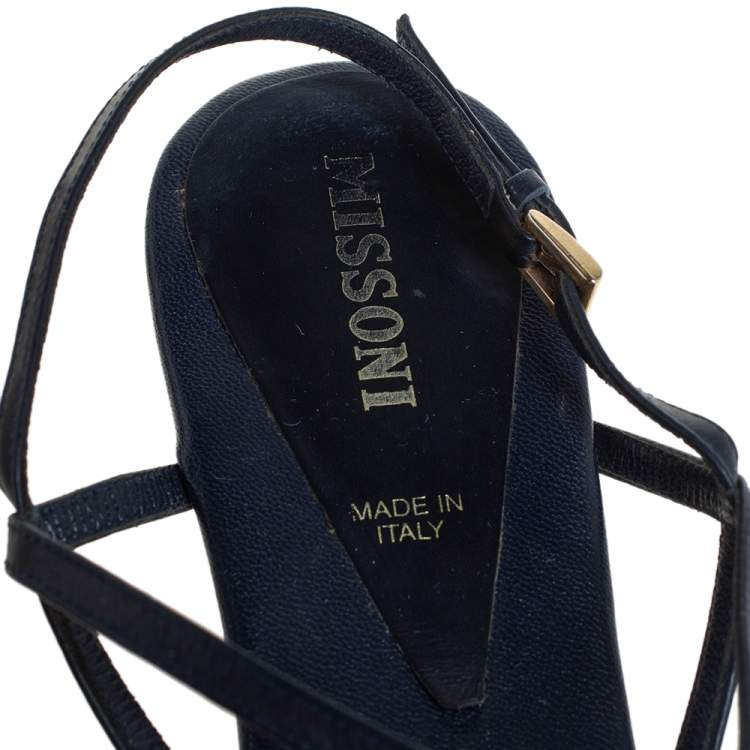 Pre Owned Missoni Blue Leather Thong Sandals Size 37