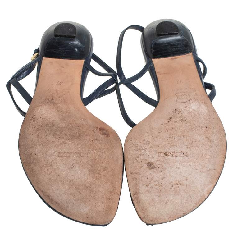 Pre Owned Missoni Blue Leather Thong Sandals Size 37