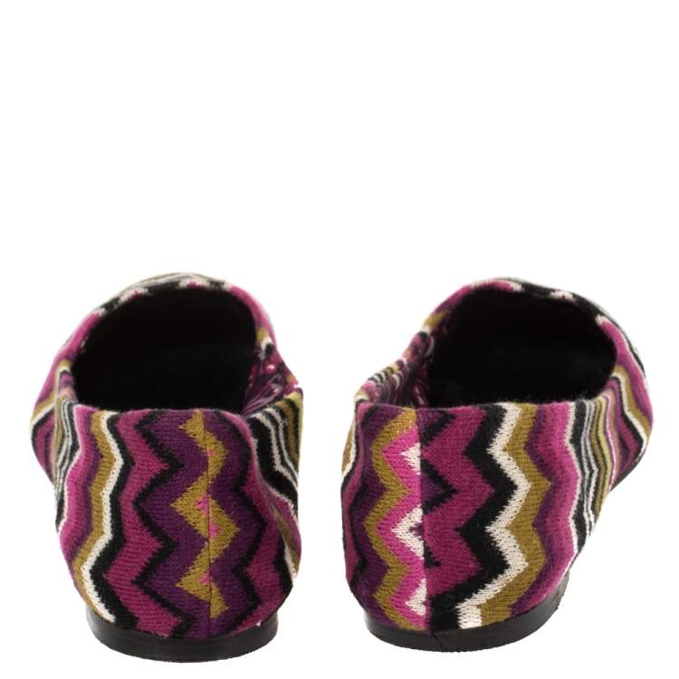 Pre Owned Missoni For Target Multicolor Chevron Knit Fabric Ballet Flats Size 40