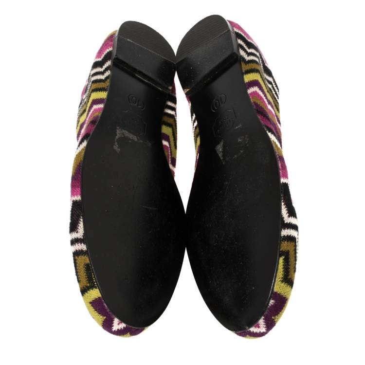 Pre Owned Missoni For Target Multicolor Chevron Knit Fabric Ballet Flats Size 40