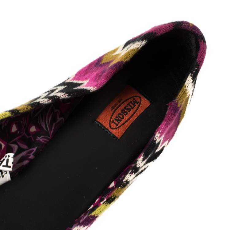 Pre Owned Missoni For Target Multicolor Chevron Knit Fabric Ballet Flats Size 40