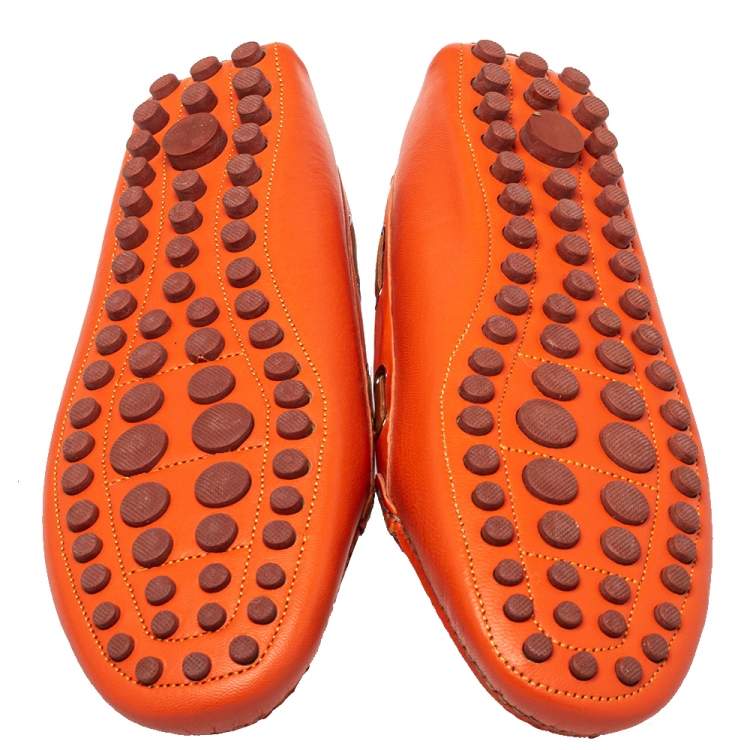 Pre Owned Missoni Orange Leather Slip on Loafer Size 40
