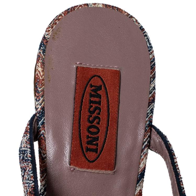 Pre Owned Missoni Multicolor Fabric and Leather Wedge Platform Sandals Size 38