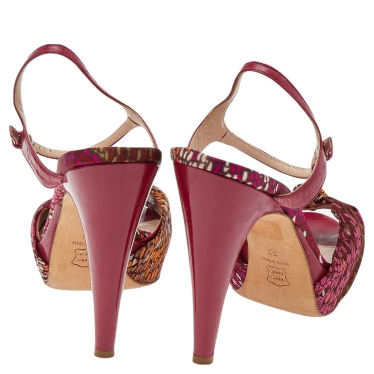 Pre Owned Missoni Multicolor Fabric Ankle Strap Sandals Size 38