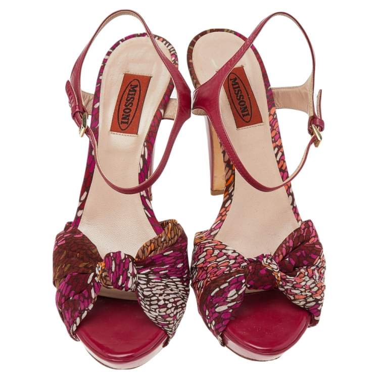 Pre Owned Missoni Multicolor Fabric Ankle Strap Sandals Size 38