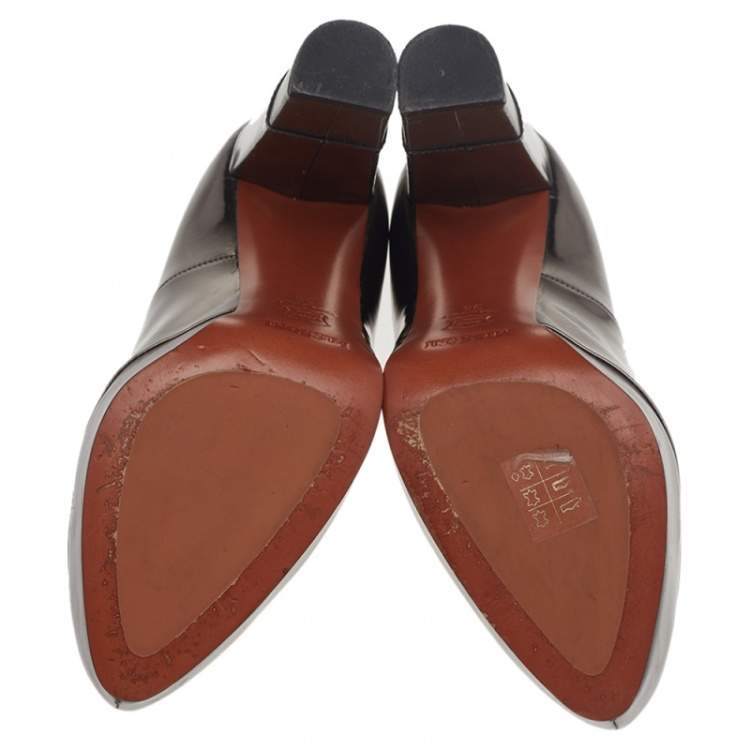 Pre Owned Missoni Metallic Brown Foil Leather Block Heel Pumps Size 38