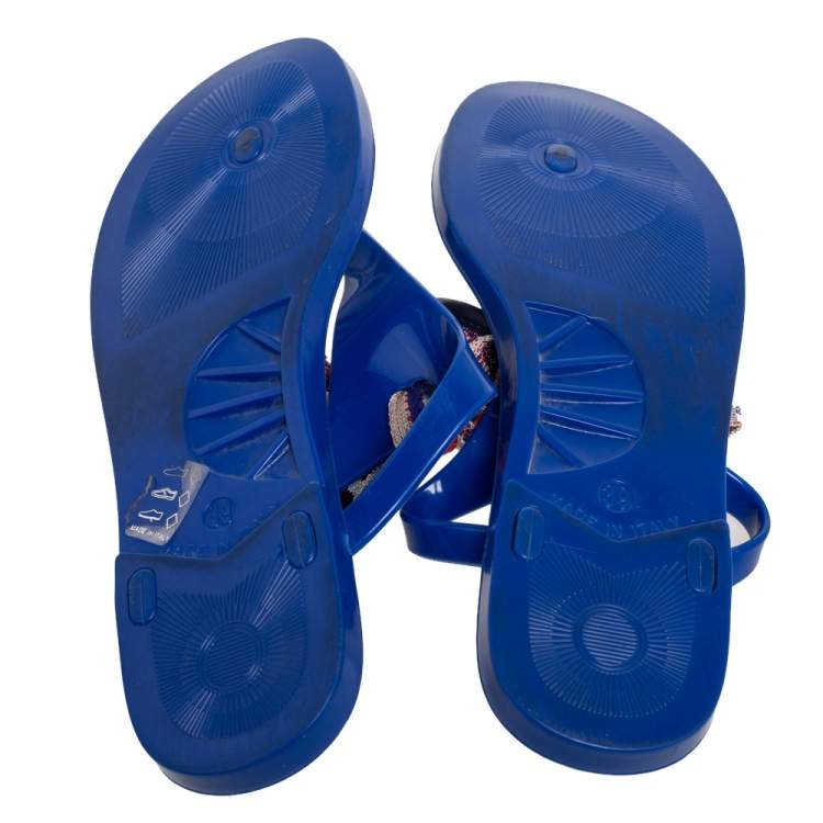 Pre Owned Missoni Blue Jelly Ribbon Thong Sandals Size 39