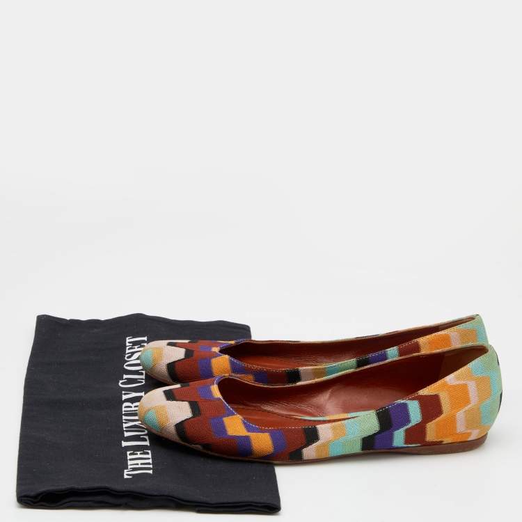 Pre Owned Missoni Multicolor Knit Fabric Ballet Flats Size 36