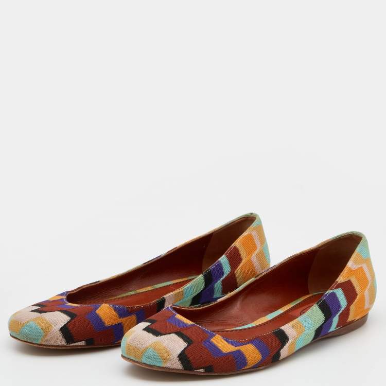 Pre Owned Missoni Multicolor Knit Fabric Ballet Flats Size 36