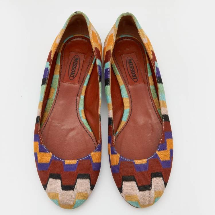 Pre Owned Missoni Multicolor Knit Fabric Ballet Flats Size 36
