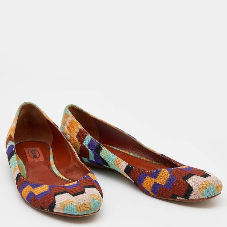 Pre Owned Missoni Multicolor Knit Fabric Ballet Flats Size 36