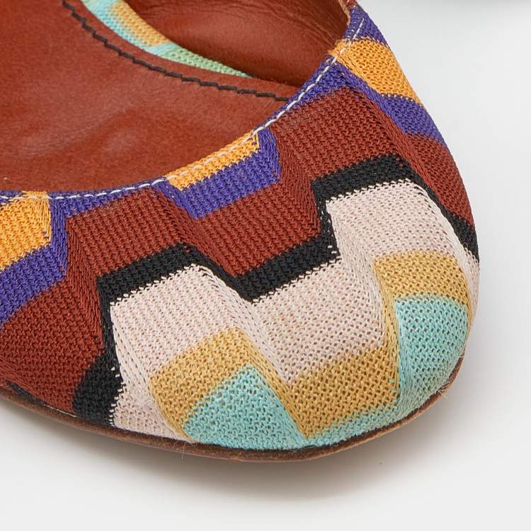 Pre Owned Missoni Multicolor Knit Fabric Ballet Flats Size 36