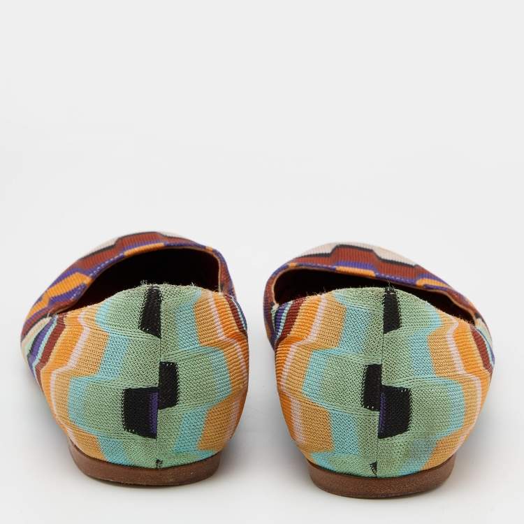 Pre Owned Missoni Multicolor Knit Fabric Ballet Flats Size 36