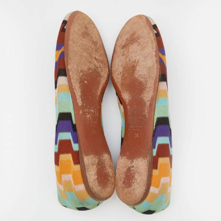 Pre Owned Missoni Multicolor Knit Fabric Ballet Flats Size 36