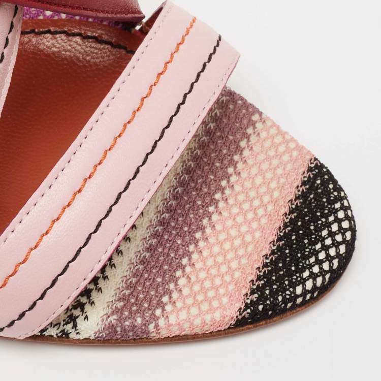 Pre Owned Missoni Pink/Red Leather Strappy Sandals Size 37