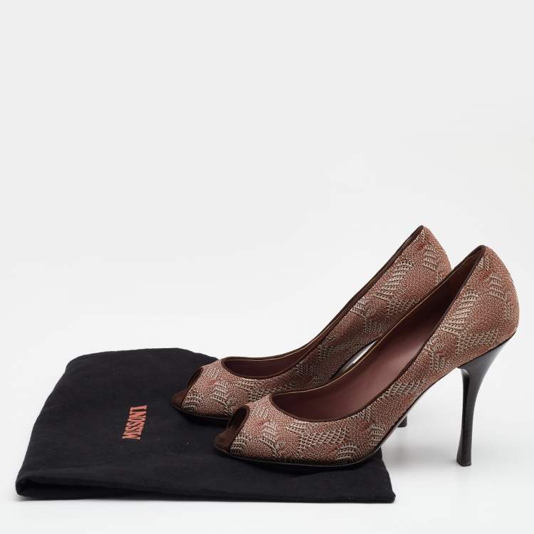 Pre Owned Missoni Dusty Pink Patterned Knit Fabric Peep Toe Pumps Size 39