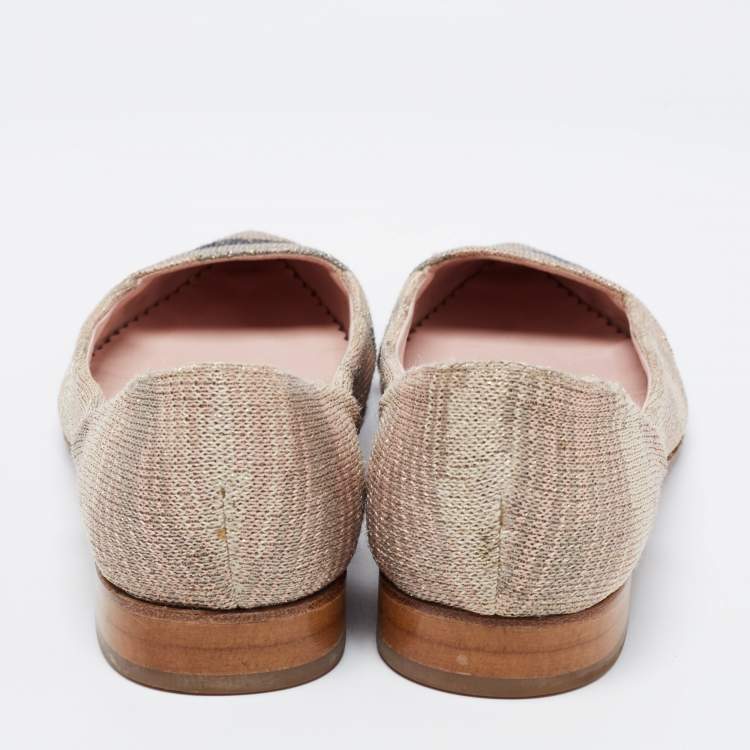 Pre Owned Missoni Grey/Pink Lurex Ballet Flats Size 38