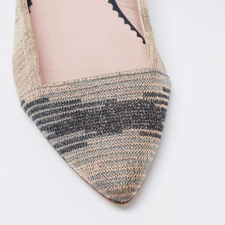 Pre Owned Missoni Grey/Pink Lurex Ballet Flats Size 38
