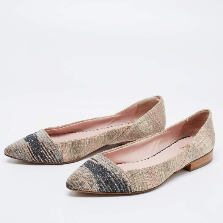 Pre Owned Missoni Grey/Pink Lurex Ballet Flats Size 38