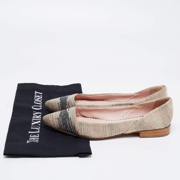Pre Owned Missoni Grey/Pink Lurex Ballet Flats Size 38