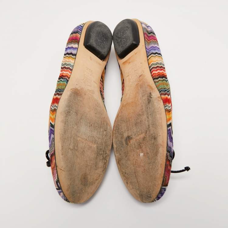 Pre Owned Missoni  Multicolor Knit Fabric Ballet Flats Size 38.5
