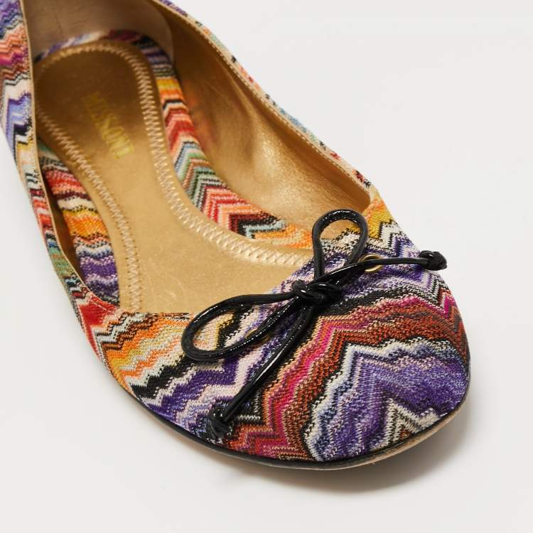 Pre Owned Missoni  Multicolor Knit Fabric Ballet Flats Size 38.5