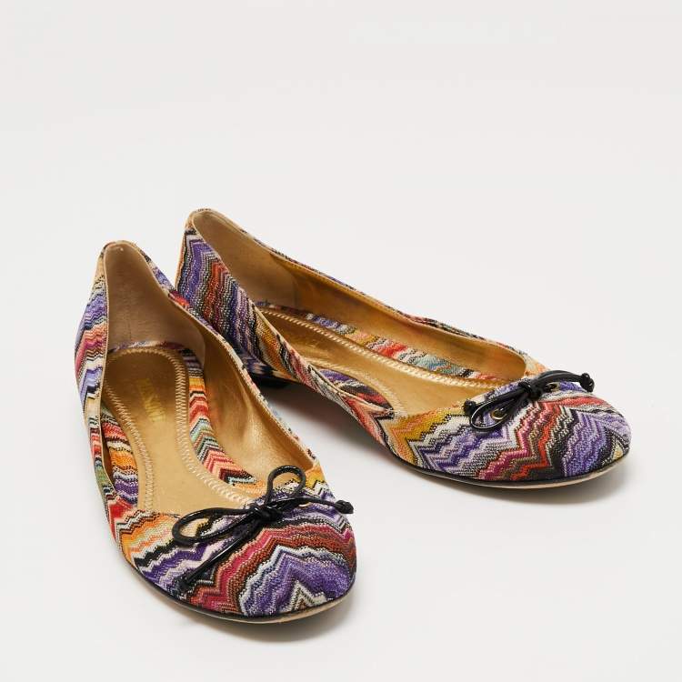 Pre Owned Missoni  Multicolor Knit Fabric Ballet Flats Size 38.5
