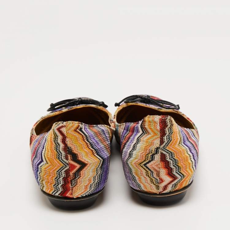 Pre Owned Missoni  Multicolor Knit Fabric Ballet Flats Size 38.5