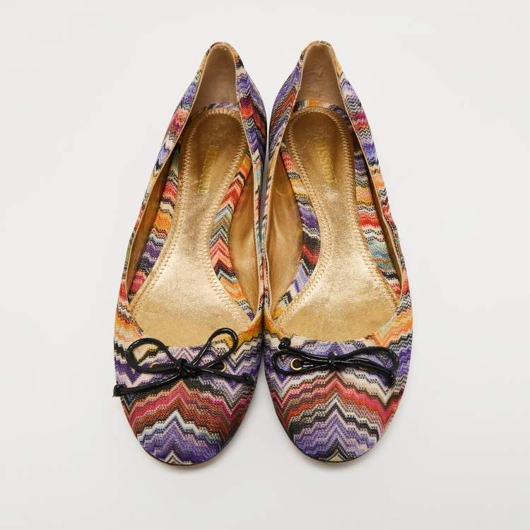 Pre Owned Missoni  Multicolor Knit Fabric Ballet Flats Size 38.5