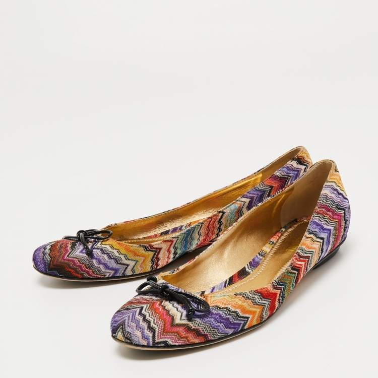 Pre Owned Missoni  Multicolor Knit Fabric Ballet Flats Size 38.5