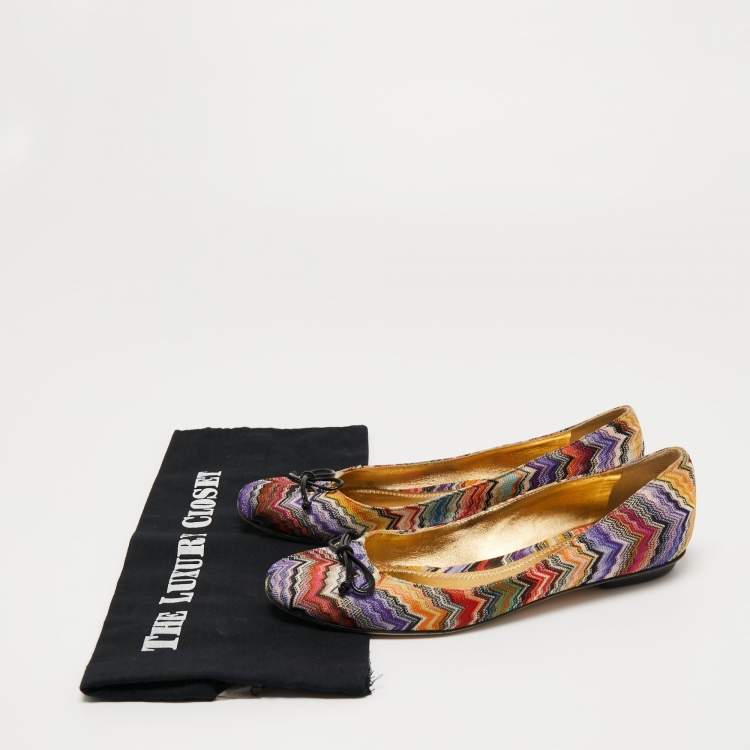 Pre Owned Missoni  Multicolor Knit Fabric Ballet Flats Size 38.5