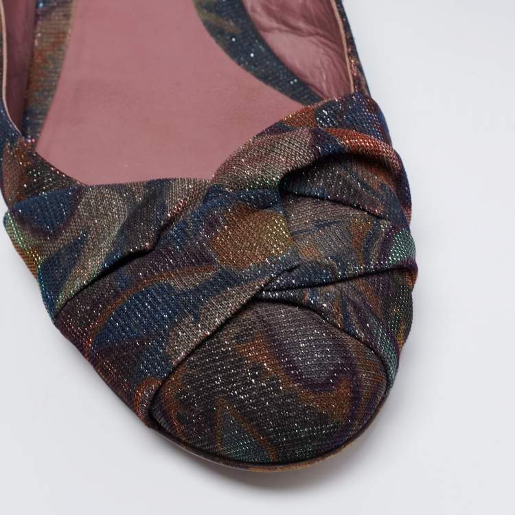 Pre Owned Missoni Multicolor Lurex Fabric Ballet Flats Size 40.5