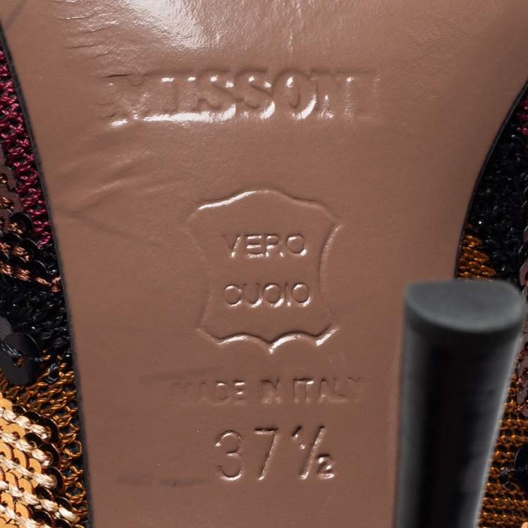 Pre Owned Missoni Multicolor Sequin Pointed Toe Pumps Size 37.5