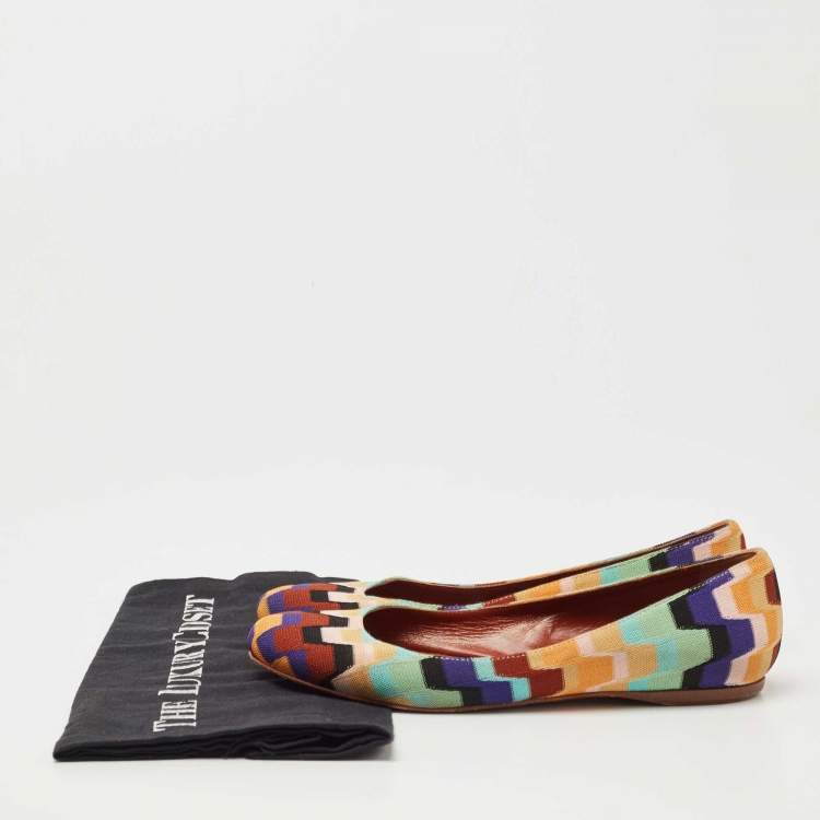 Pre Owned Missoni Multicolor Knit Fabric Ballet Flats Size 36
