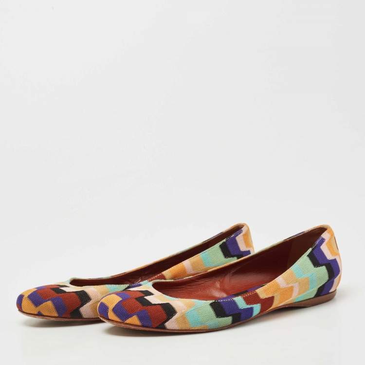 Pre Owned Missoni Multicolor Knit Fabric Ballet Flats Size 36